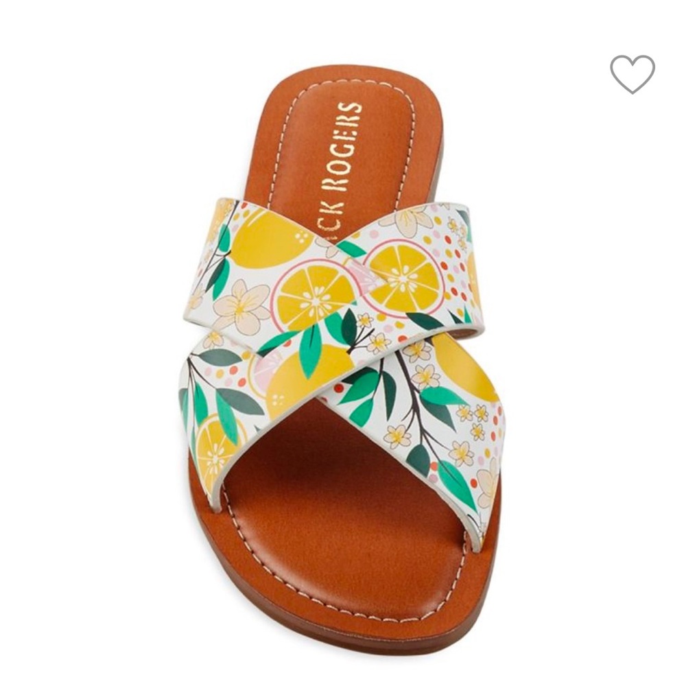 Jack Rogers Lemon Leather Crossover Sandals - size 7.5